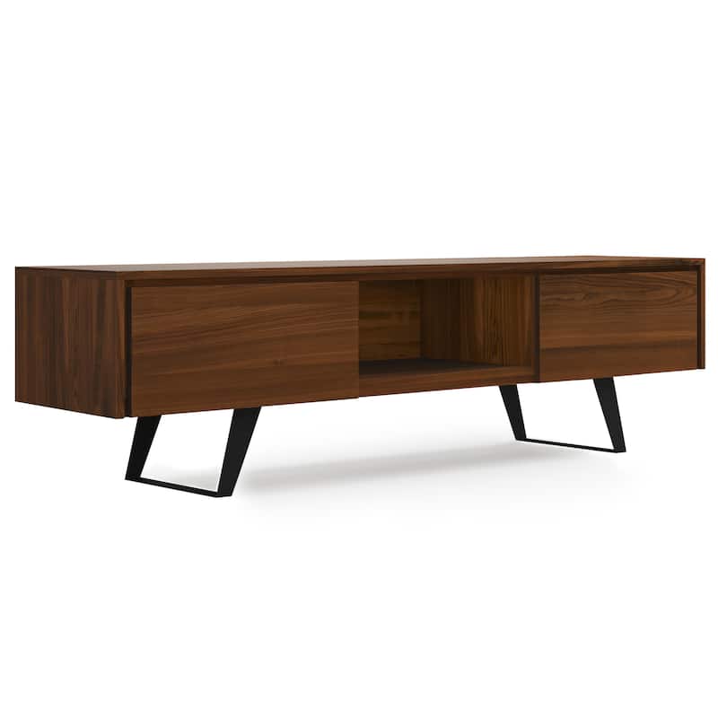 WYNDENHALL Mitchell SOLID WOOD 72 inch Wide Modern Industrial TV Media Stand For TVs up to 80 inches