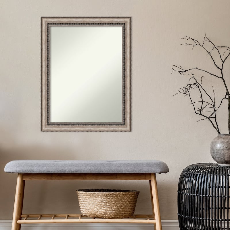 Non-Beveled Bathroom Wall Mirror - Lyla Ornate Silver Frame