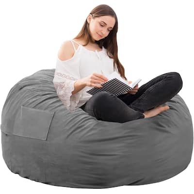 4 Feet Bean Bag Chair for Adults, Oversized Beanbag for Gaming Reading Foam Filled Couch Furniture with Soft Removable Cover