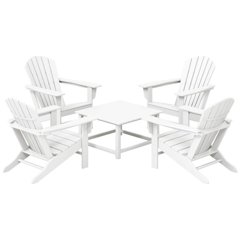 Altura Outdoor 5-Piece Adirondack Chair With Square Coffee Table Conversation Set
