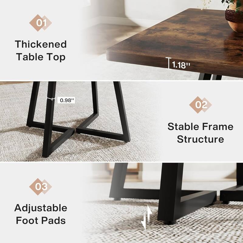 Small Dining Table for 4, 31.5 Inches Industrial Dinner Table with Metal Base