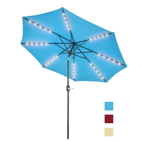 10 FT Market Crank and Tilt Patio Umbrella with LED Lights