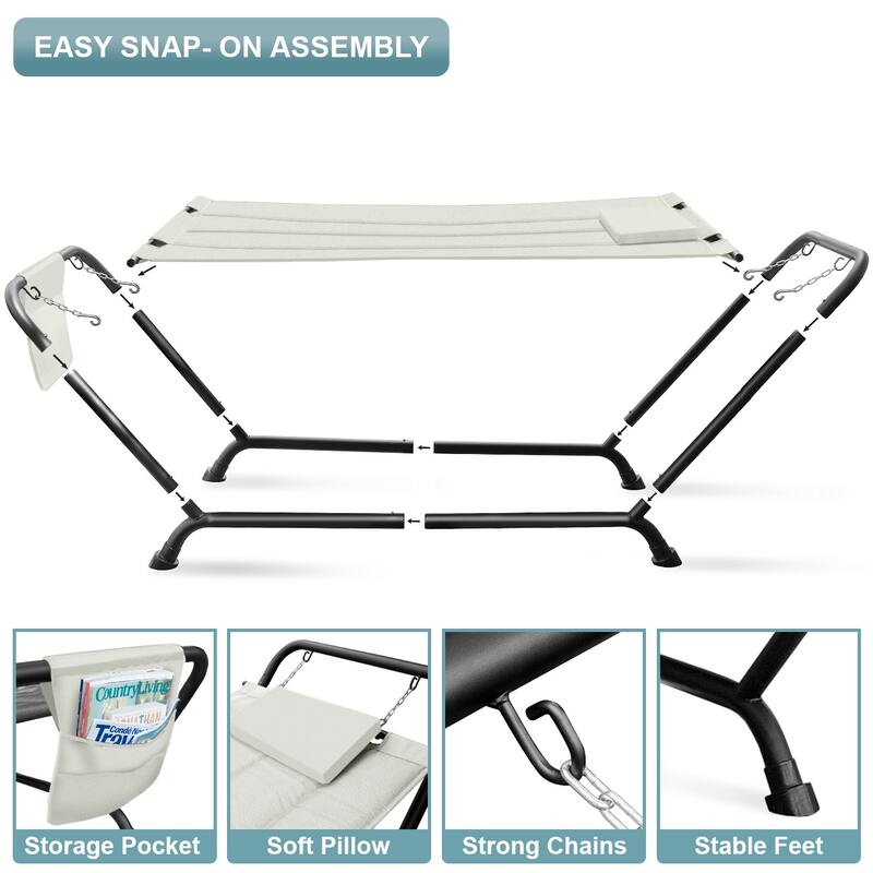 Sorbus Hammock Bed with Stand, Features Deluxe Pillow and Storage Pockets, Supports 500 Pounds