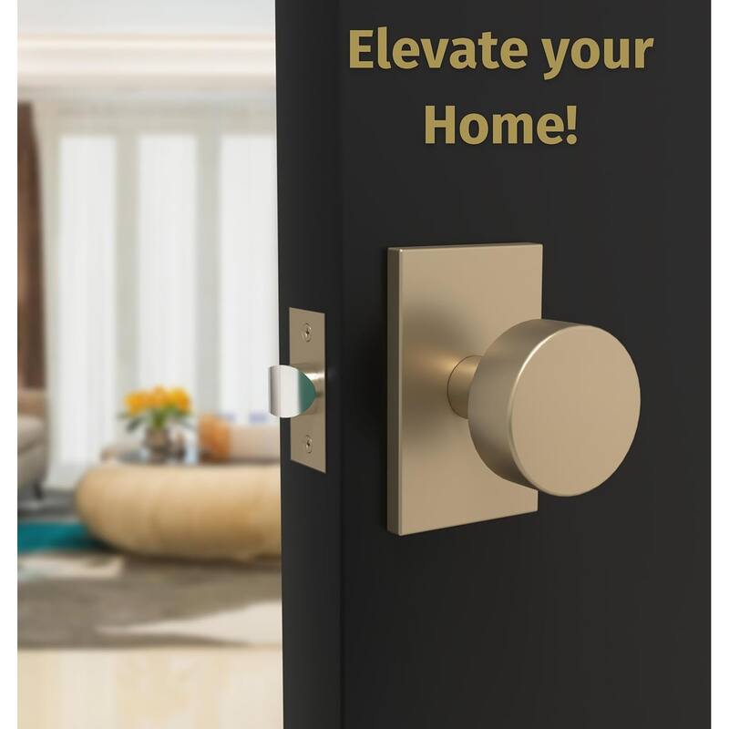 Modern Mega Handles LAURA Keyless Reversible Round Passage Door Knob for Hallway, Closet, Bathroom, Easy Install