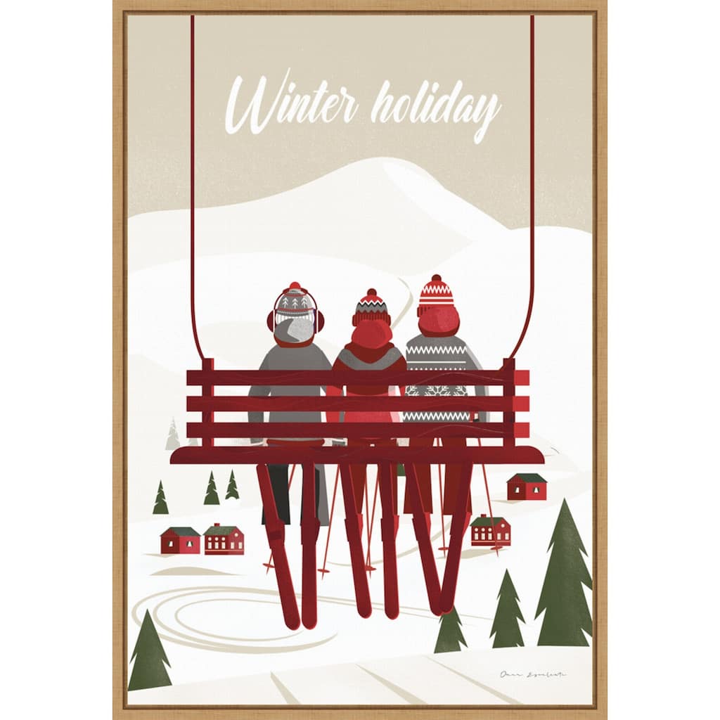 Winter Holiday Red by Omar Escalante Framed Canvas Wall Art