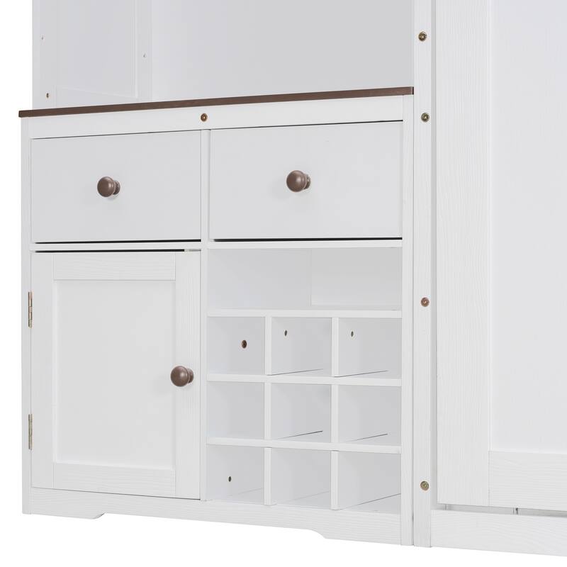 Roomfitters Queen Size Murphy Bed with Storage Cabinet, Wine Rack, and LED Lighting