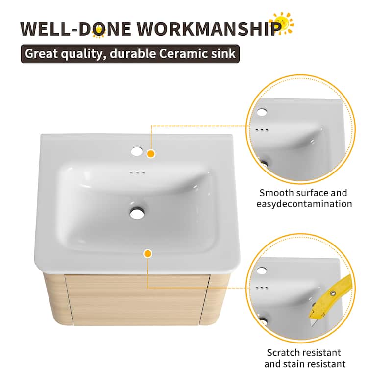 Beingnext 24''/28''/36''/40''/60''/68'' Floating Bathroom Vanity with Sink, Wall Mounted Bathroom Vanity with Soft Close Door