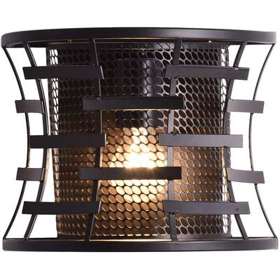 Matera Industrial Wall Sconce with Metal Cage Shade Bronze Fixture - Oil-Rubbed Bronze