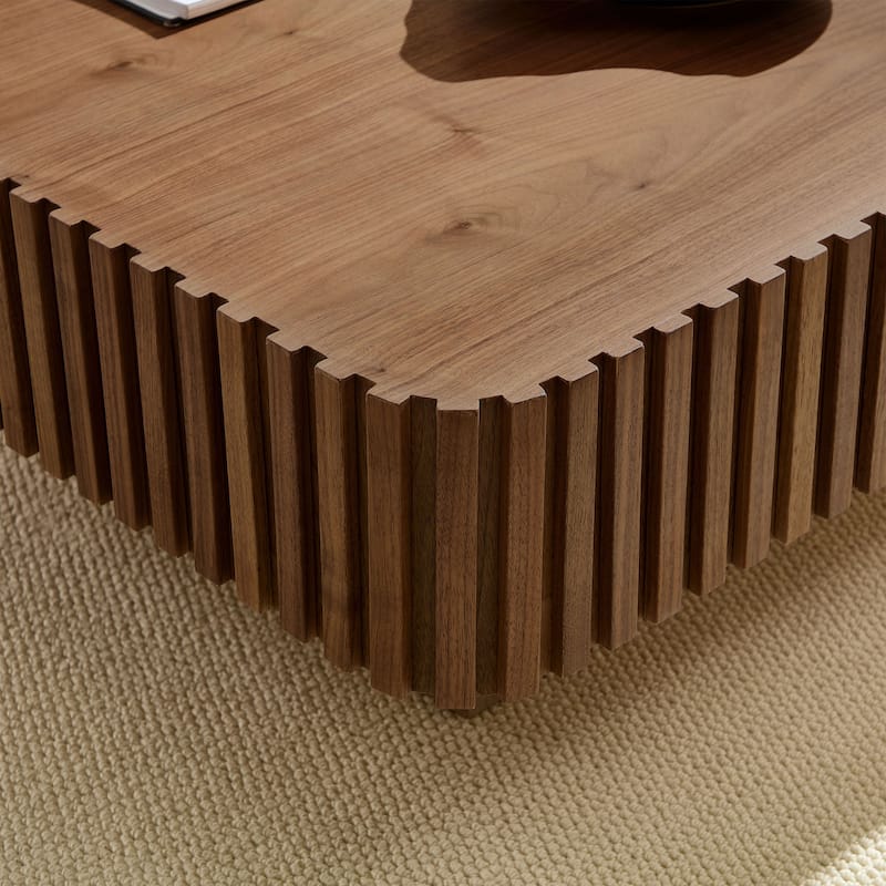 35.43 Inch Modern Handcraft Drum Coffee Table Square Coffee Table For Living Room,Sturdy Mdf Pedesta