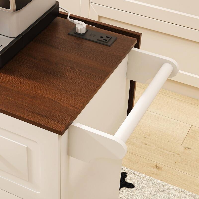 Kitchen Island Cart with Foldable Tabletop & Drop Leaf