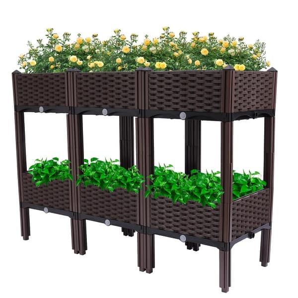 6PCS Raised Garden Bed Kit Outdoor Plastic Planter Raised Bed with Legs Large  Planter Box - as picture - Bed Bath & Beyond - 37884420