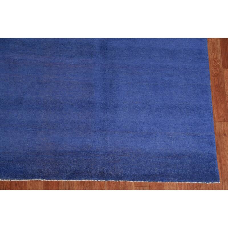 Hand Knotted Oriental 100% Wool Carpet Modern Solid Navy Blue & Blues Gabbeh Area Rug - 12' 0'' X 9' 0''