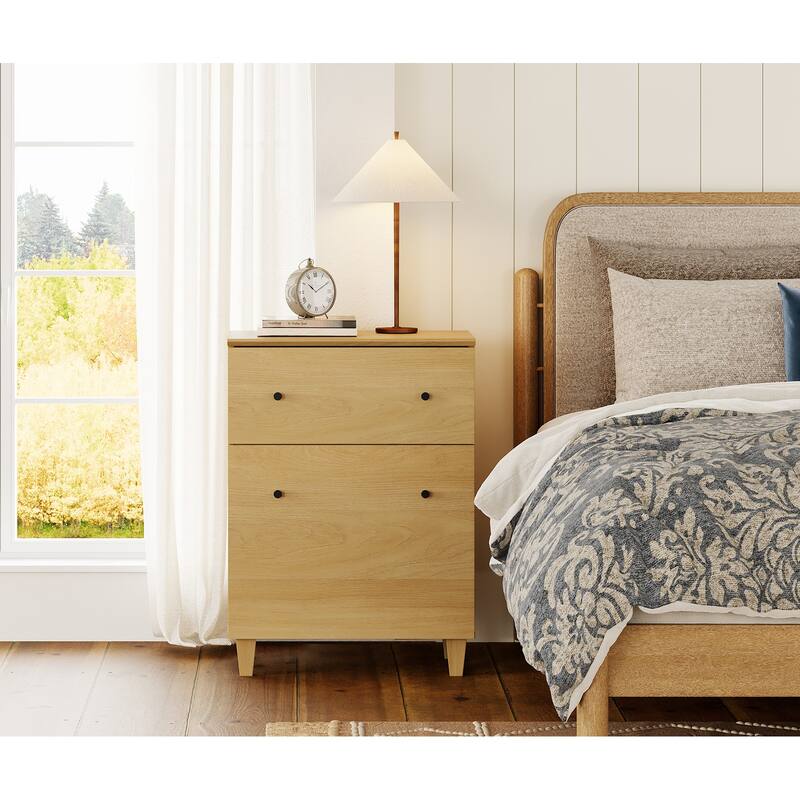 Large Nightstand with Drawer and Cabinet for Bedroom