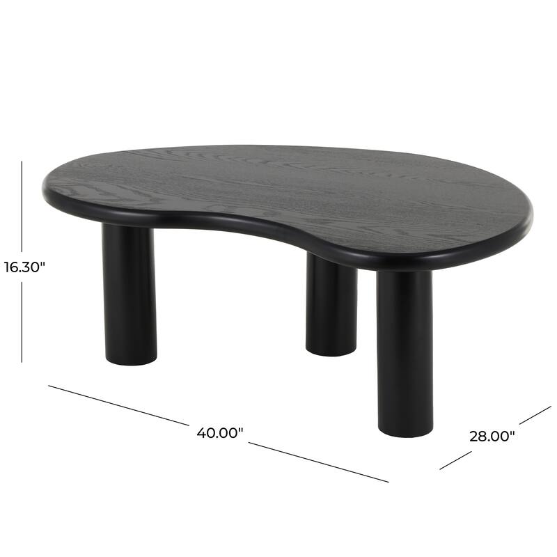 Black Wood Heart Inspired Living Room Coffee Table with 3 Legs