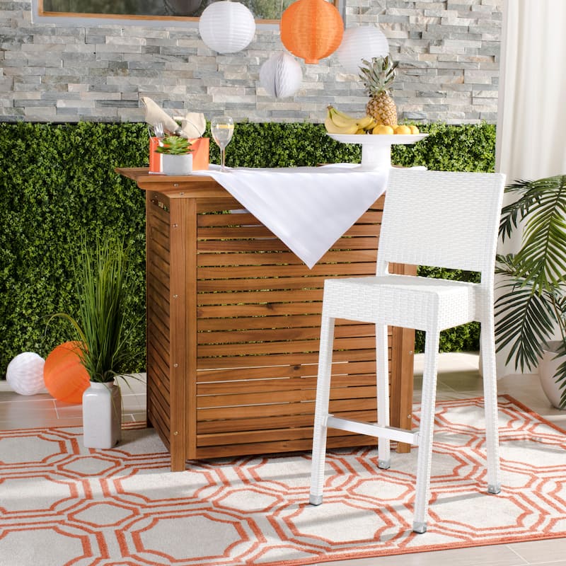 SAFAVIEH Deann 30-inch Indoor/Outdoor Bar Stool - 17Wx21Dx44H - White