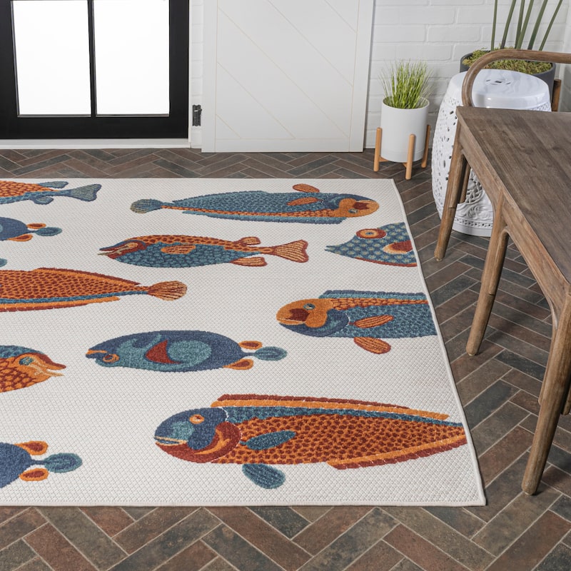 JONATHAN Y Aranciata Modern Fish High-Low Indoor/Outdoor Area Rug