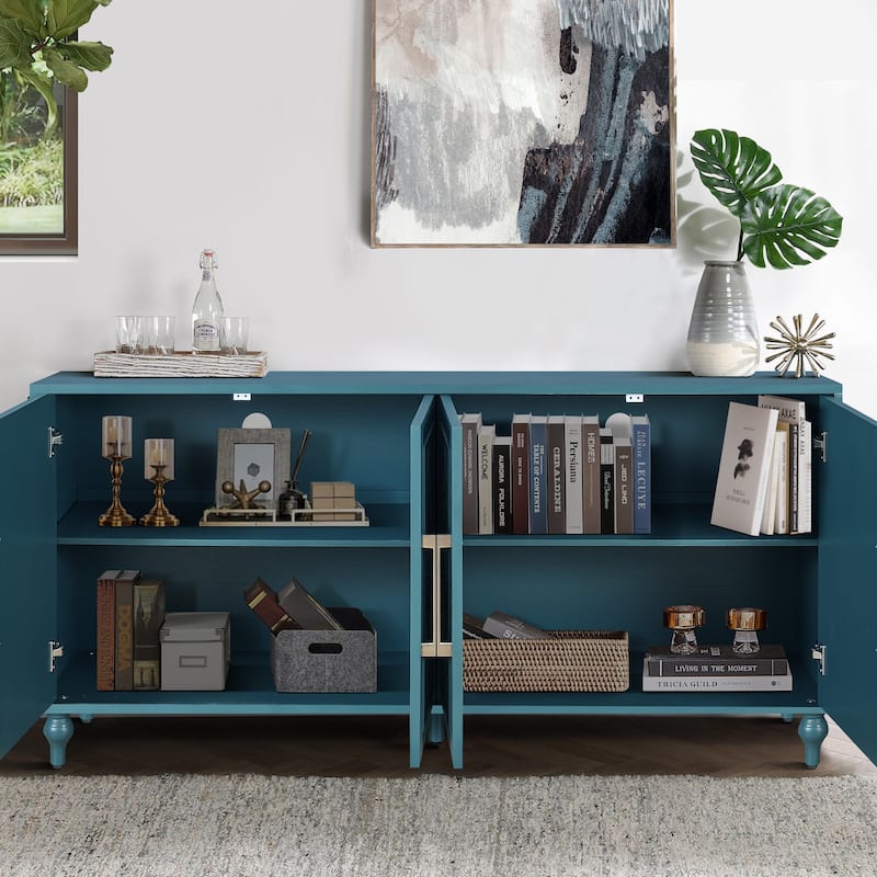 63'' Large Storage Cabinet with Metal Handle - Navy Blue