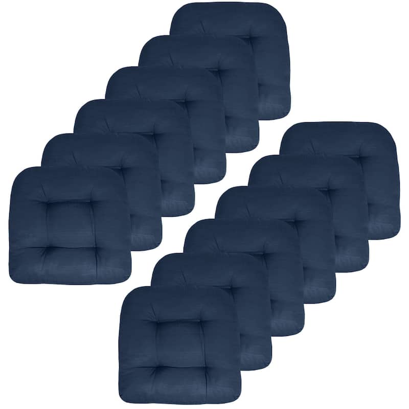 Indoor-Outdoor Reversible Patio Seat Cushion - Navy - Set of 12