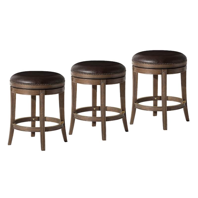 Maven Lane 26" Alexander Backless Counter Height Kitchen Stool - Set of 3 - Walnut