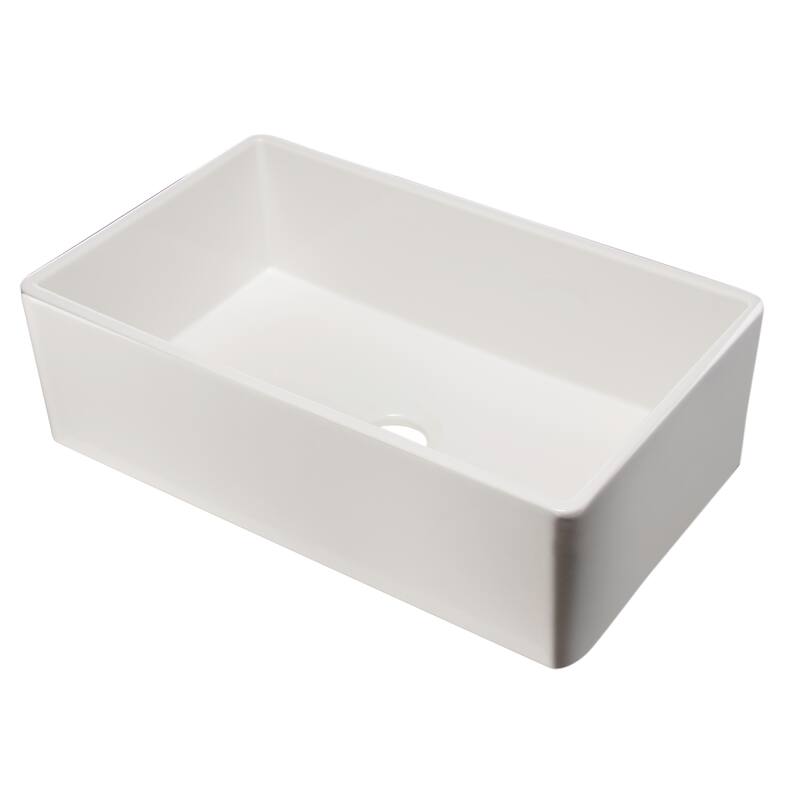 ALFI brand 33" White Smooth Apron Single Bowl Fireclay Farm Sink