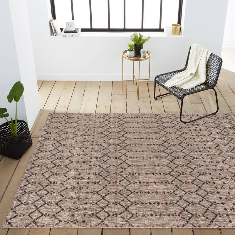 JONATHAN Y Trebol Moroccan Geometric Textured Weave Indoor/Outdoor Area Rug
