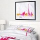 preview thumbnail 1 of 5, Designart "Paris Pink Silhouette" Cityscape Framed Canvas Print