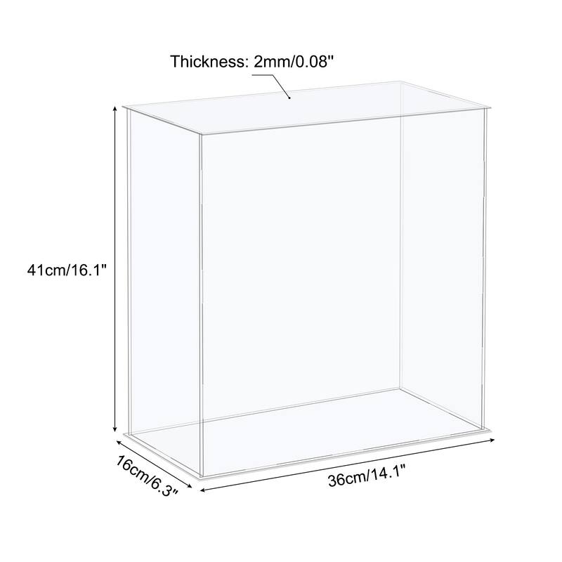 Acrylic Display Case Plastic Cube Storage Box Clear Assemble Showcase - 14.1x6.3x16.1 Inch