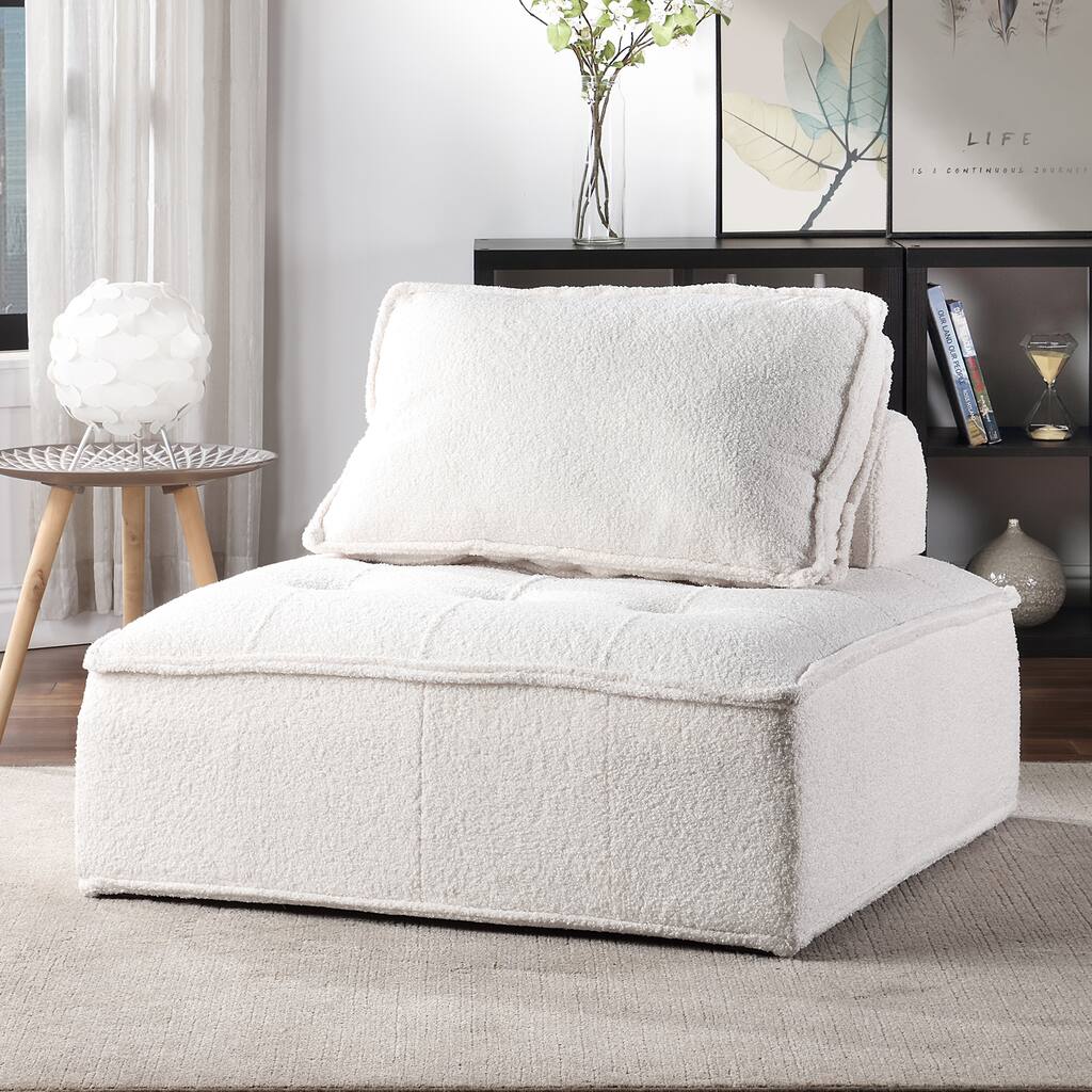Upholstered Seating Armless Accent Chair, Oversized Leisure Sofa Lounge Chair Lazy Sofa Barrel Chair for Living Room