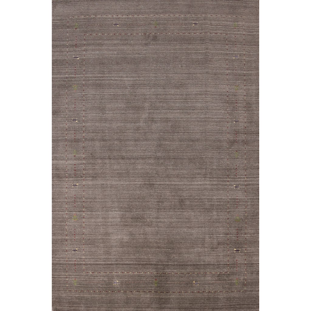 Tribal Grey Gabbeh Indian Area Rug Handmade Wool Carpet - 6'6" x 9'7"