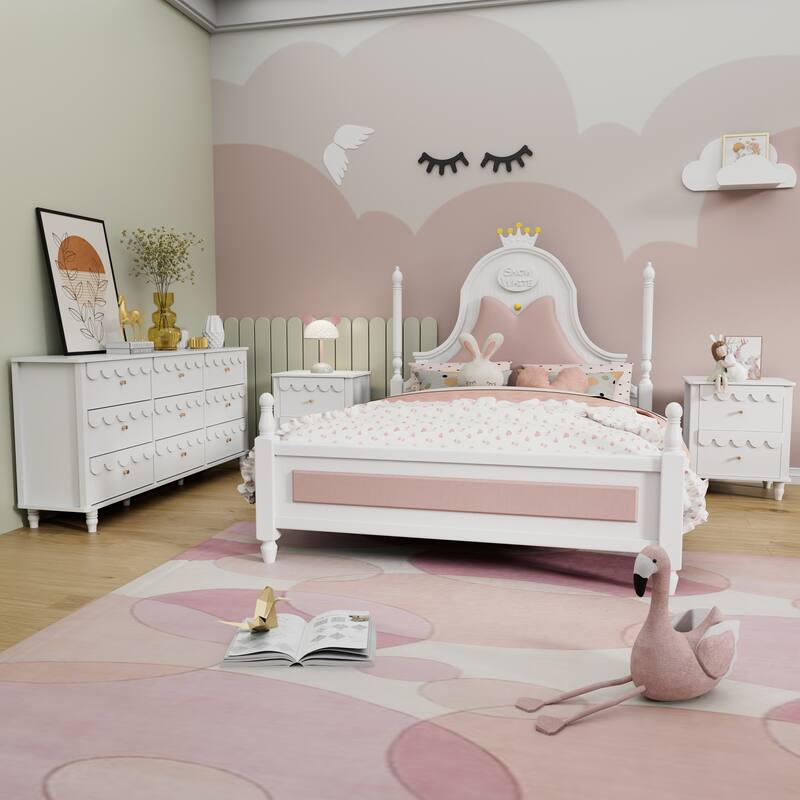 Princess Storage Set 9-Drawer Lace Dresser with Nightstand