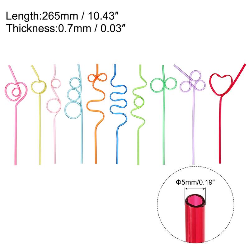 20pcs Silly Straws, 265mm/10.43" Crazy Straws for Gift Christmas - Mixed Color - Mixed Color