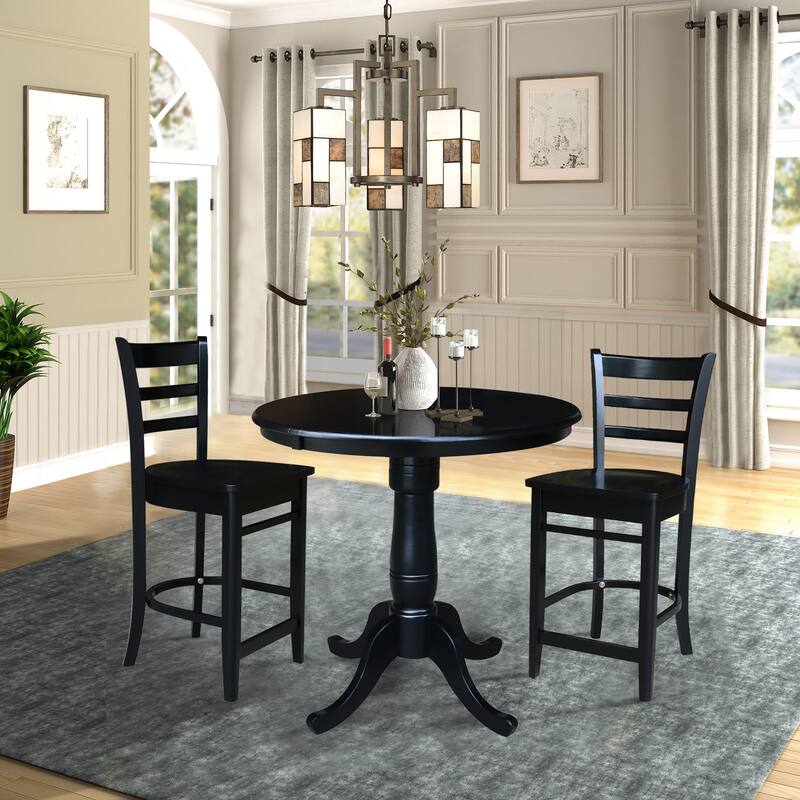 36" Round Pedestal Counter Height Table with 2 Stools - 3 Piece Set