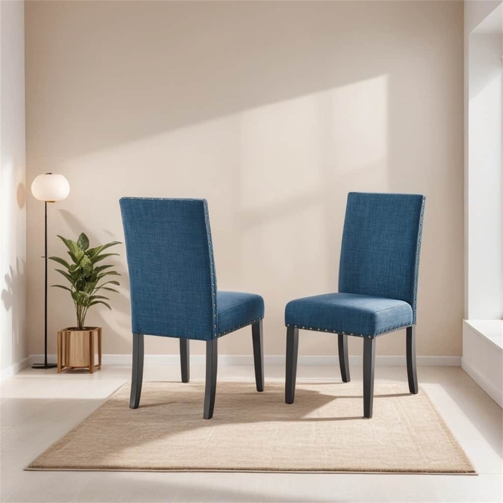 Fabric Dining Chairs with Nailhead Trim,Set of 2