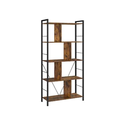 5 Tier Shelving Unit with Open Compartments for Office, Living Room, Bedroom, Industrial Style - 29.1" x 11.8" x 59.1"