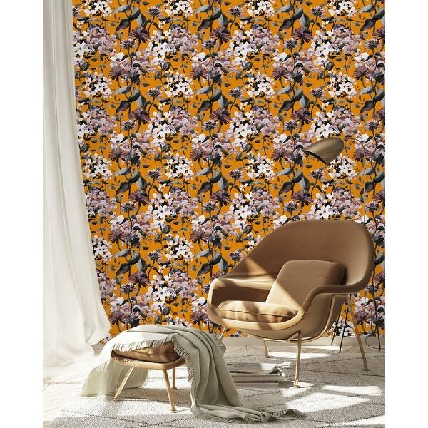 Orange Wallpaper with Flowers Peel and Stick and Prepasted Bed Bath & Beyond 36790921