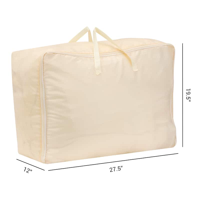 1 Pcs Foldable Clothes Storage Bags with Handles for Organizing Bedroom, Clothing, Comforter, Closet Organizers and Storage - Beige - 27.5in*19.5*12in