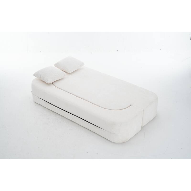 3-Seater Convertible Sofa Bed, Chenille Fabric Sleeper Sofa, High-Density Sponge Daybed, No Assembly Required