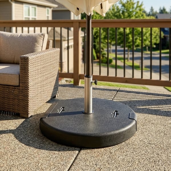 slide 1 of 1, Mota Outdoor Umbrella Base with Stainless Steel Collar by Christopher Knight Home