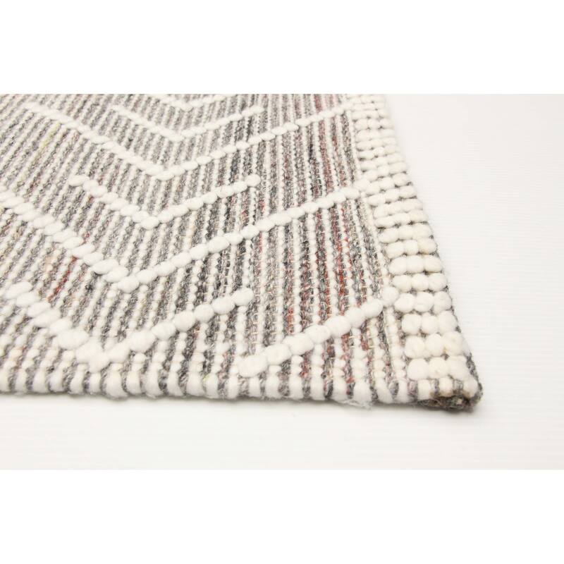 ECARPETGALLERY Braid weave Sienna Grey Wool Rug - 5'3 x 7'8