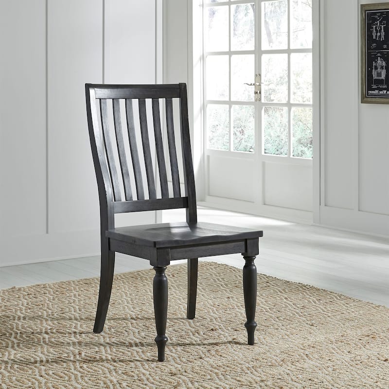 Harvest Home Chalkboard Slat Back Side Chair (Set of 2) - Set of 2 - Espresso - Dining Height