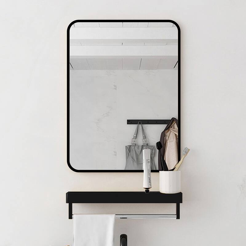 20 in./ 24 in. Rectangular Framed Wall Mounted Bathroom Mirror - 24" X 30" - Black