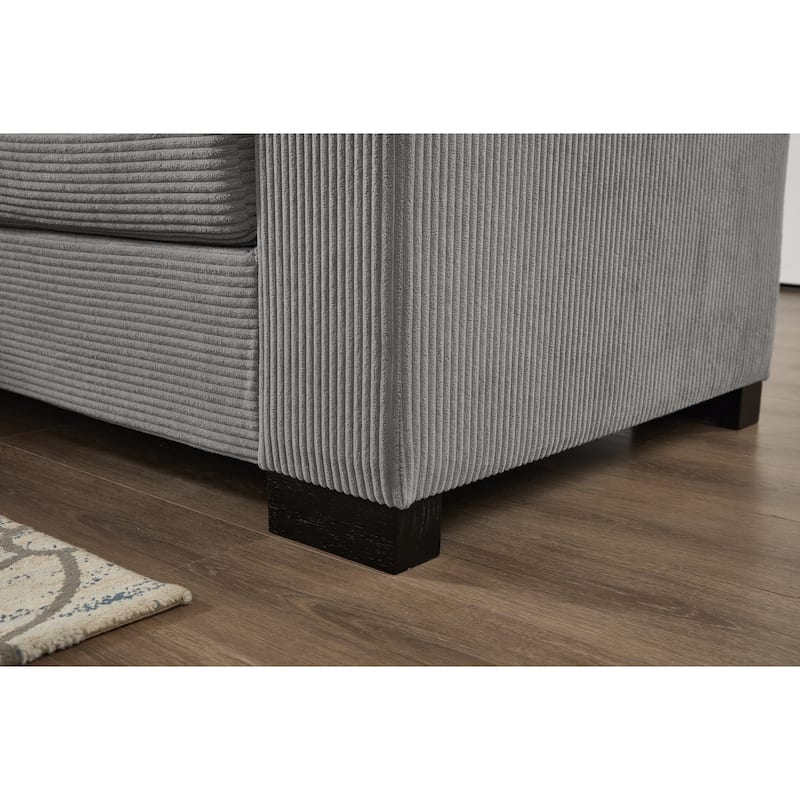 111" Corduroy L-Shaped Sectional Sofa with Convertible Chaise
