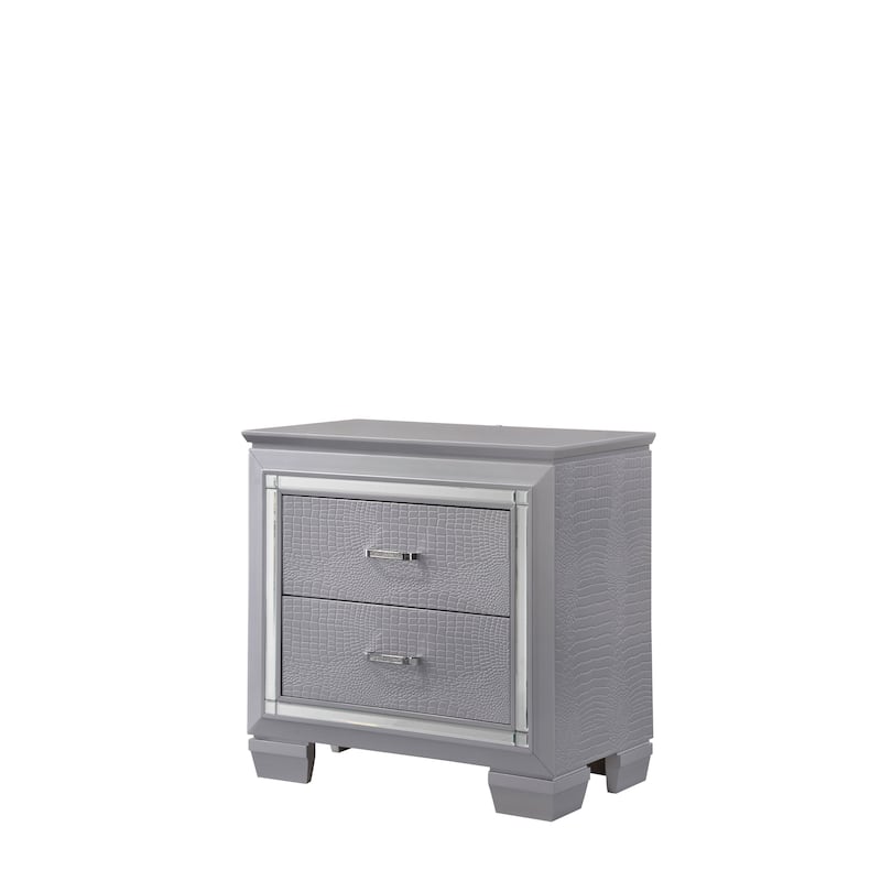 Lavina Silver LED Faux Leather Upholestered Tufted Bed