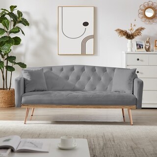 Modern Grey velvet Sofa Bed for Living Room and Bedroom with legs - Bed ...