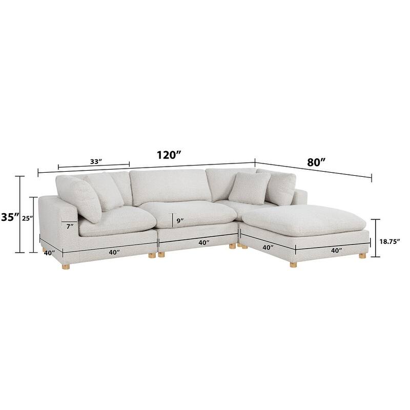 Best Quality Furniture 4-Piece Sectional Boucle Fabric