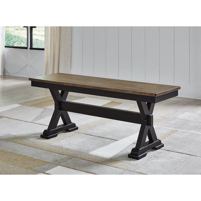Signature Design by Ashley Wildenauer Brown/Black 50" Dining Bench - 48" W x 16" D x 19.25" H
