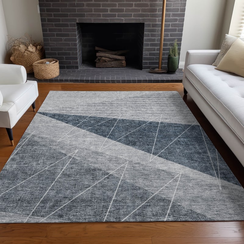 Machine Washable Indoor/ Outdoor Chantille Modern Prism Rug - Charcoal - 2'6" x 3'10"