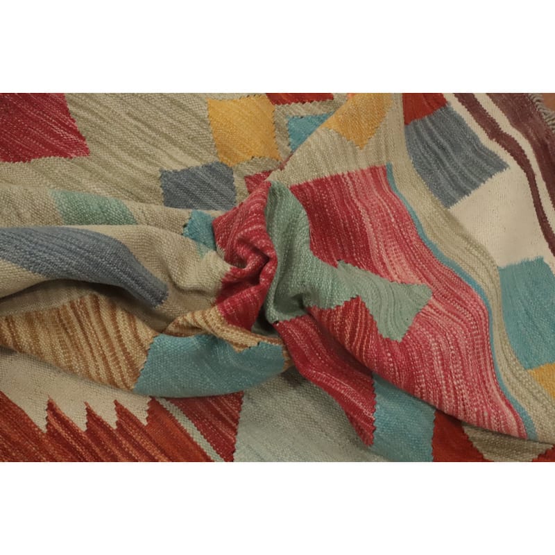 Hand Woven Southwestern Wool Multi-Colored Geometric Area Rug - 10' 0'' X 8' 2''