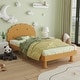 preview thumbnail 5 of 13, Full Size Cookie-Shaped Kids Bed with LED Light & Upholstered Curved Headboard, Walnut
