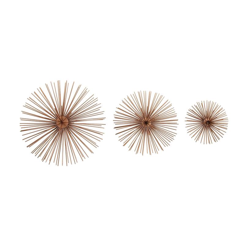 CosmoLiving by Cosmopolitan Metal 3D Starburst Wall Decor (Set of 3) - Silver, Gold, Black, Copper